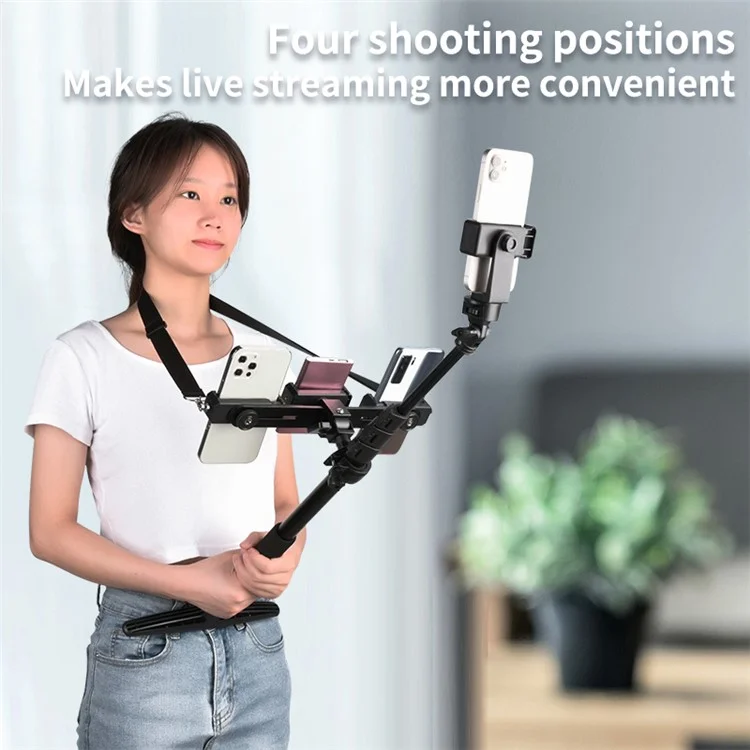 YELANGU LW103 Outdoor Cell Phone Selfie-Stick mit 4 Clips, Handyhalter