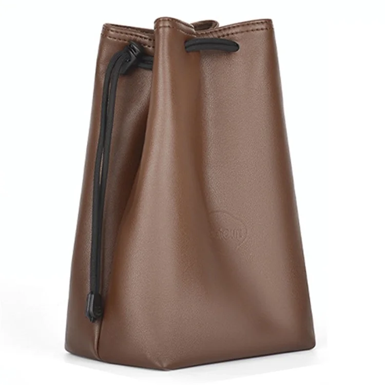 CWATCUN H60 Camera Lens Bag for Canon Nikon Sony PU Leather Drawstring Pouch, Size S