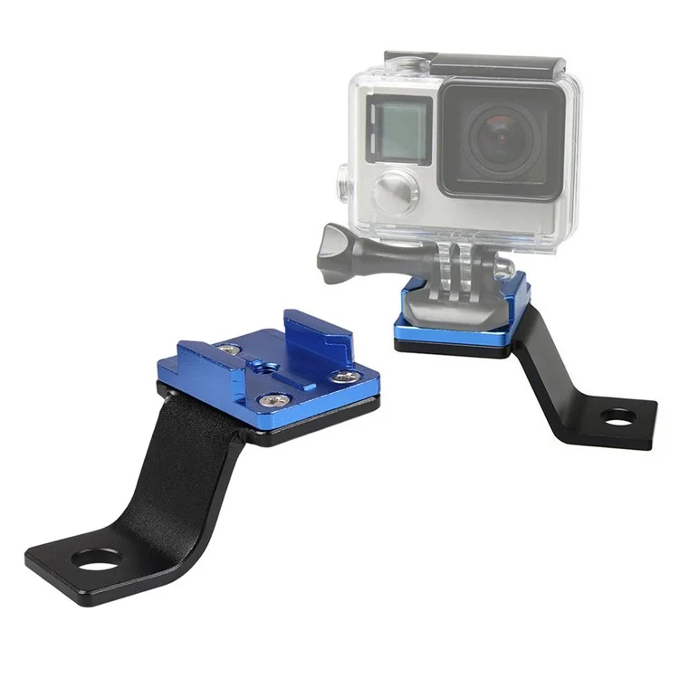 G082 For GoPro Action Camera Motorcycle Rearview Mirror Mount Bracket CNC Aluminum Alloy Camera Holder - Blue