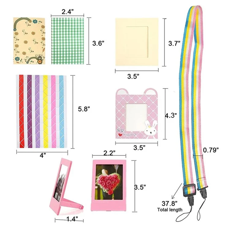Desktop / Hanging 3-inch Photo Frame Sticker with Shoulder Strap for Fujifilm Instax Camera