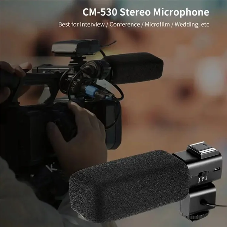 ORDRO CM530 Video Recording Microphone 3.5mm Stereo Plug Noise Reduction Mic for Camera