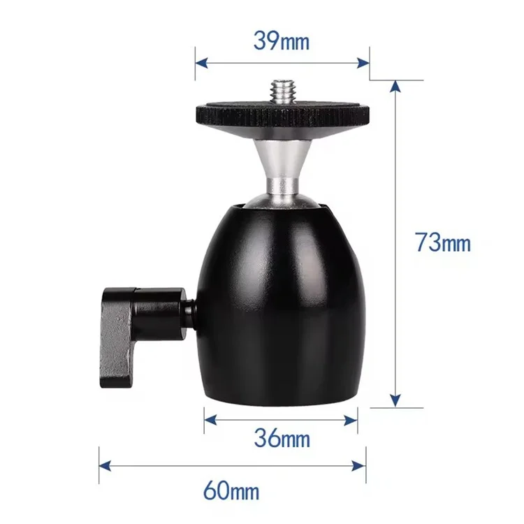 Q39 Treppiede per fotocamera Mini Ball Head con interfaccia a vite 1/4" Adattatore per gimbal fotocamera in lega di alluminio