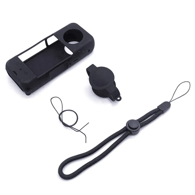 For Insta360 X3 Camera Body Silicone Cover Protective Case with Lens Guard - Black