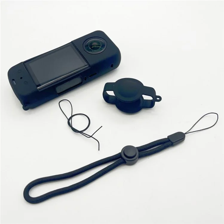 For Insta360 X3 Camera Body Silicone Cover Protective Case with Lens Guard - Black