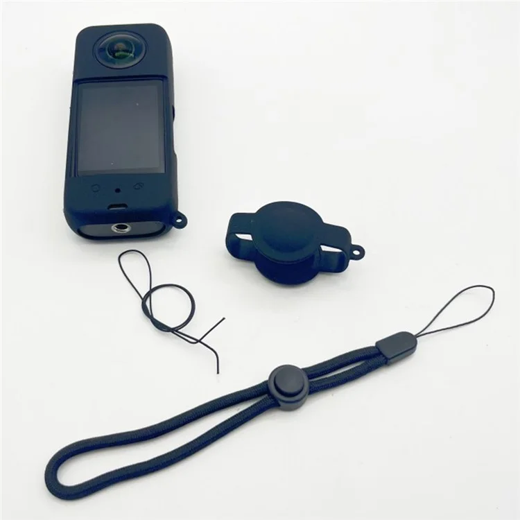 For Insta360 X3 Camera Body Silicone Cover Protective Case with Lens Guard - Black