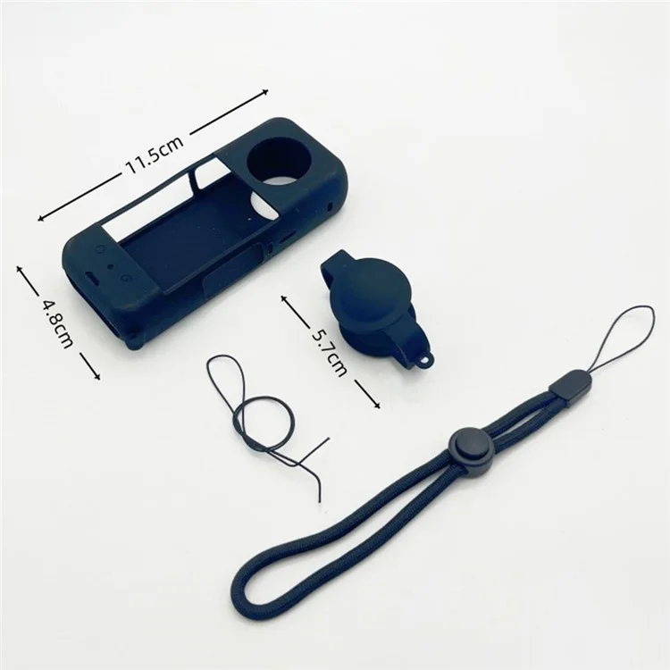 For Insta360 X3 Camera Body Silicone Cover Protective Case with Lens Guard - Black