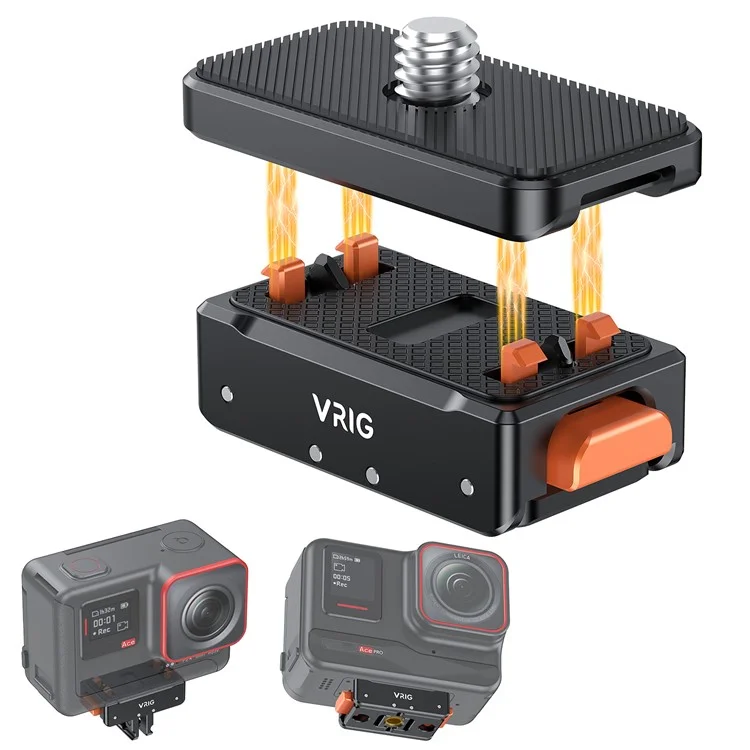 VRIG Pour Insta360 Ace Pro / DJI Osmo Action 4 / GoPro12 Plaque de montage magnétique à dégagement rapide