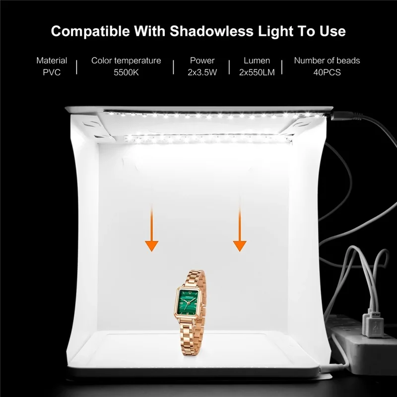 PULUZ PU5028 24cm x 23cm x 23cm Portable Folding Photo Studio 550LM LED Light Box with 1 LED Panel