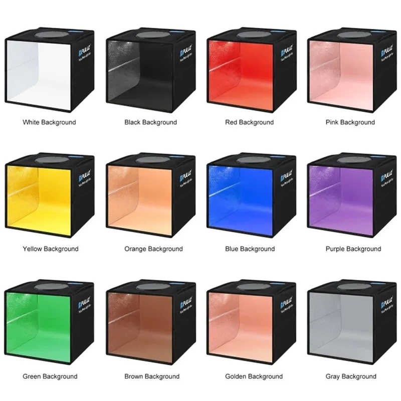 PULUZ PU5025B 25cm High CRI Ring Light Foldable LED Photo Studio Box with 12 Color Backdrops