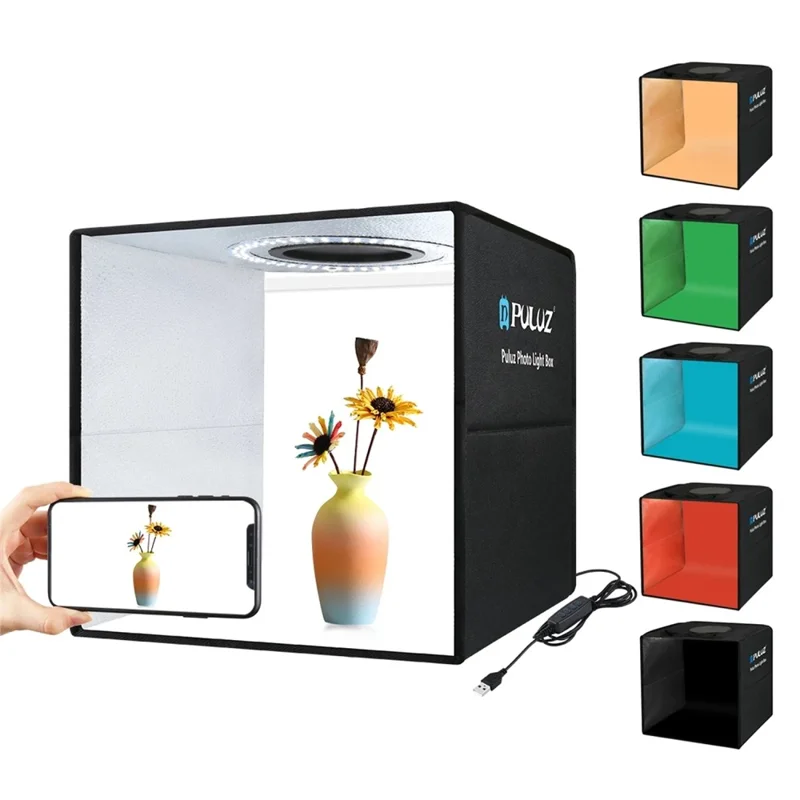 PULUZ PU5032 30cm Portable Folding Photo Studio Box with High CRI LED Ring Light and 6 Color Backdrops