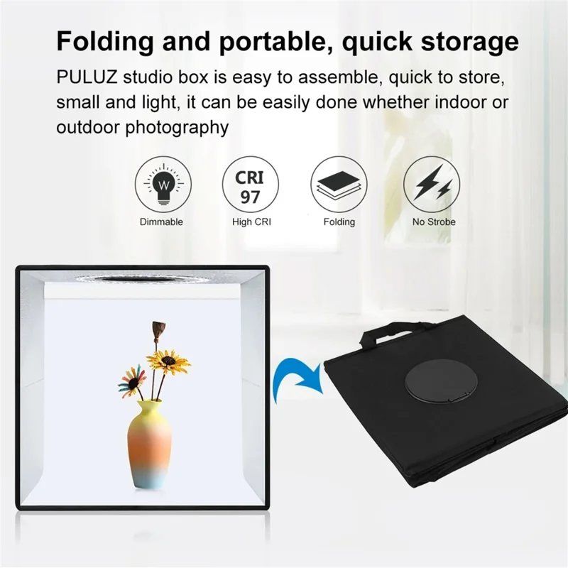 PULUZ PU5032 30cm Portable Folding Photo Studio Box with High CRI LED Ring Light and 6 Color Backdrops