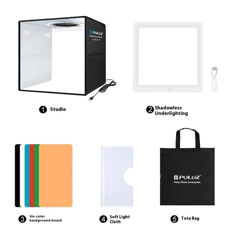 PULUZ PKT3200 30cm Portable Folding Photo Studio Light Box LED Photography Tent with Shadowless Light
