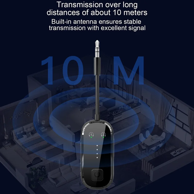 Bluetooth-kompatibler 5.4-Sender-Empfänger 2 in 1 Dual-Link-Audioadapter – Schwarz