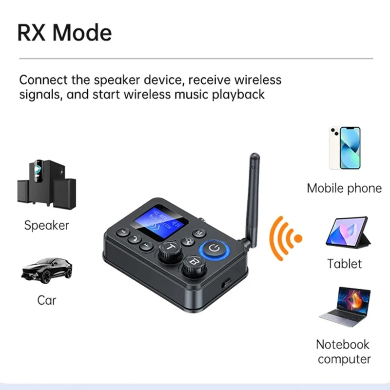 Bluetooth-compatible 5.3 Transmitter Receiver LCD Display 3.5mm AUX TV Home Stereo Audio Adapter for Bluetooth Speakers Headphones PC Laptops