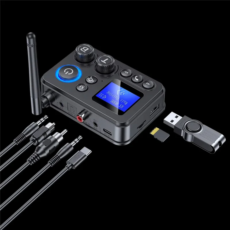 Bluetooth-compatible 5.3 Transmitter Receiver LCD Display 3.5mm AUX TV Home Stereo Audio Adapter for Bluetooth Speakers Headphones PC Laptops