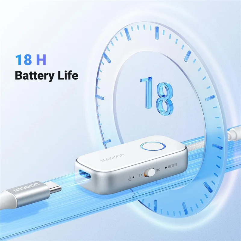 UGREEN CM872 2-in-1 Bluetooth-compatible 6.0 Transmitter Receiver 18H Battery 3.5mm Audio Headphones Adapter for TV Car