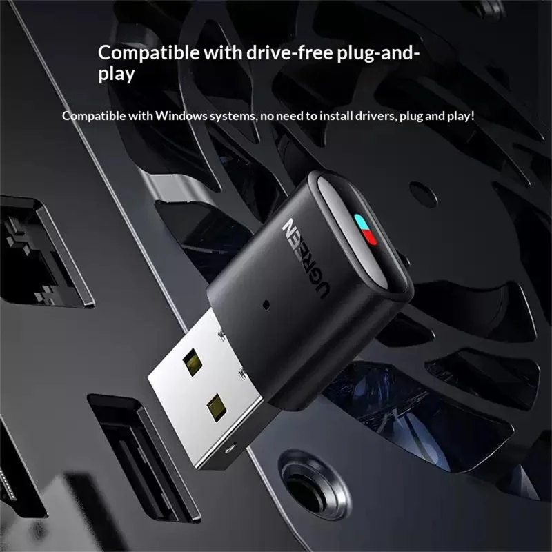 UGREEN CM408 Bluetooth 5.0 USB-adapter för PS4 Pro / PS5 / Nintendo Switch / PC Trådlösa hörlurar Ljudsändare