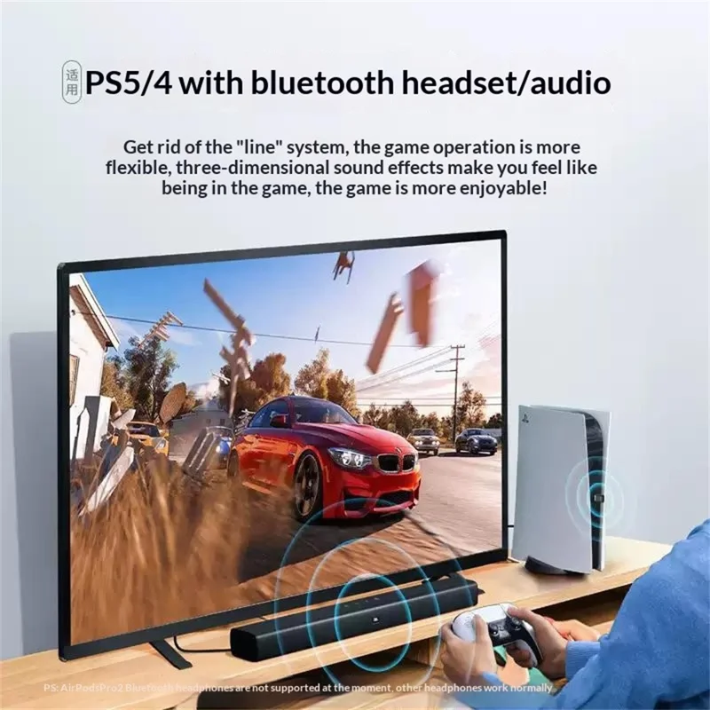 UGREEN CM408 Bluetooth 5.0 USB-adapter för PS4 Pro / PS5 / Nintendo Switch / PC Trådlösa hörlurar Ljudsändare