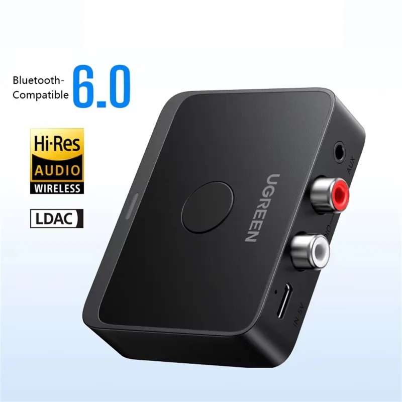 UGREEN 55545 Receptor Bluetooth 6.0 Audio HiFi Sound Adaptador Inalámbrico AUX - Negro
