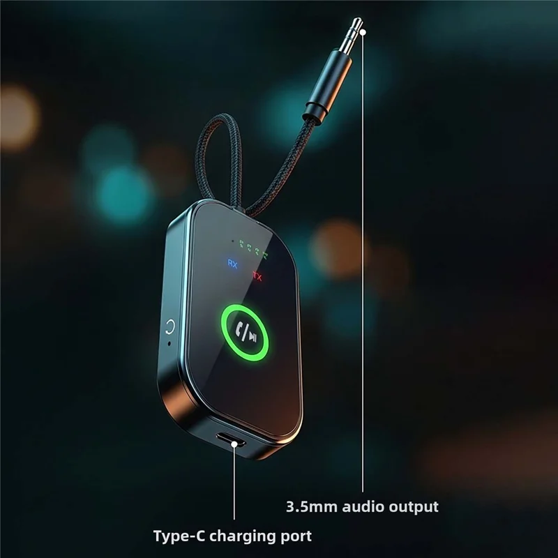 GT91 Bluetooth-compatible 6.0 Audio Adapter 2 in 1 Transmitter Receiver 3.5mm Plug and Play for TV Car Stereo