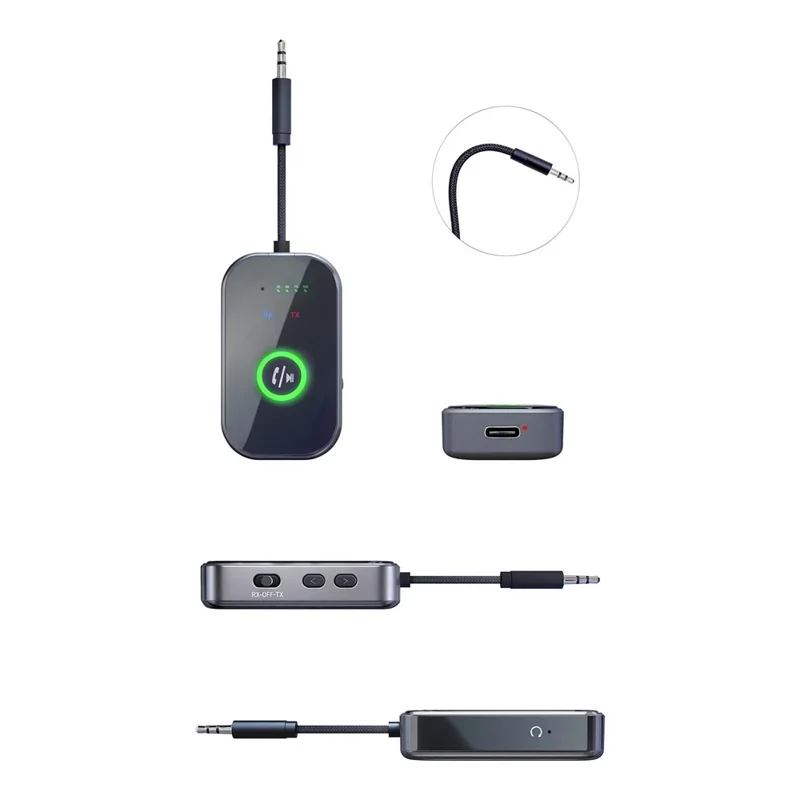 GT91 Bluetooth-compatible 6.0 Audio Adapter 2 in 1 Transmitter Receiver 3.5mm Plug and Play for TV Car Stereo