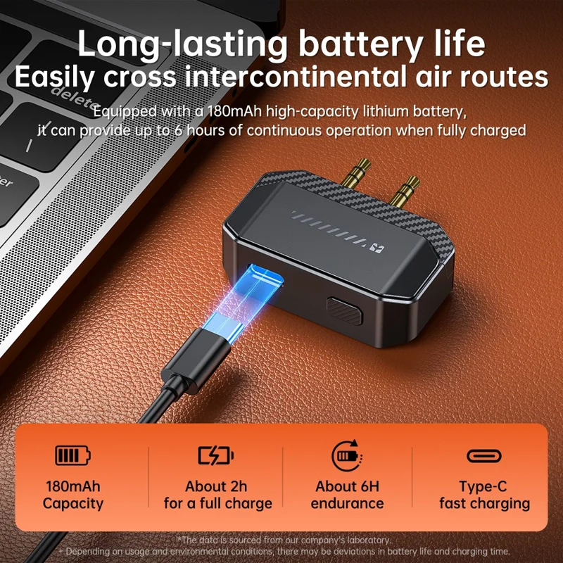 GT36 Bluetooth 6.0 Audio-Transmitter, Dual 3,5-mm-AUX-Adapter für Flugzeugsitz-Unterhaltungssystem