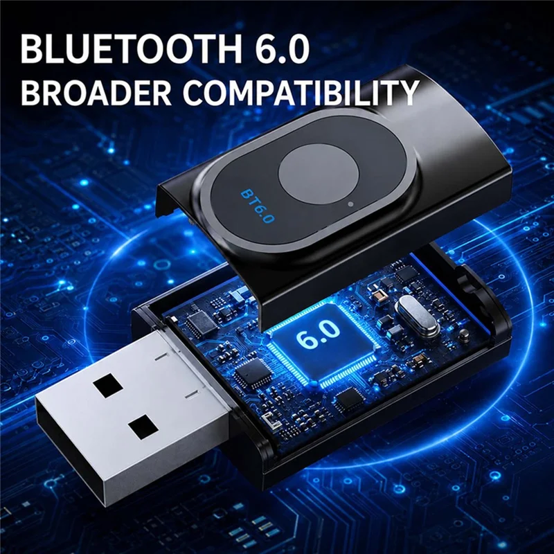 T8 2 in 1 Bluetooth-compatible 6.0 Transmitter Receiver 15m Transmission Range 3.5mm AUX USB Adapter for TV Car Stereo - Black