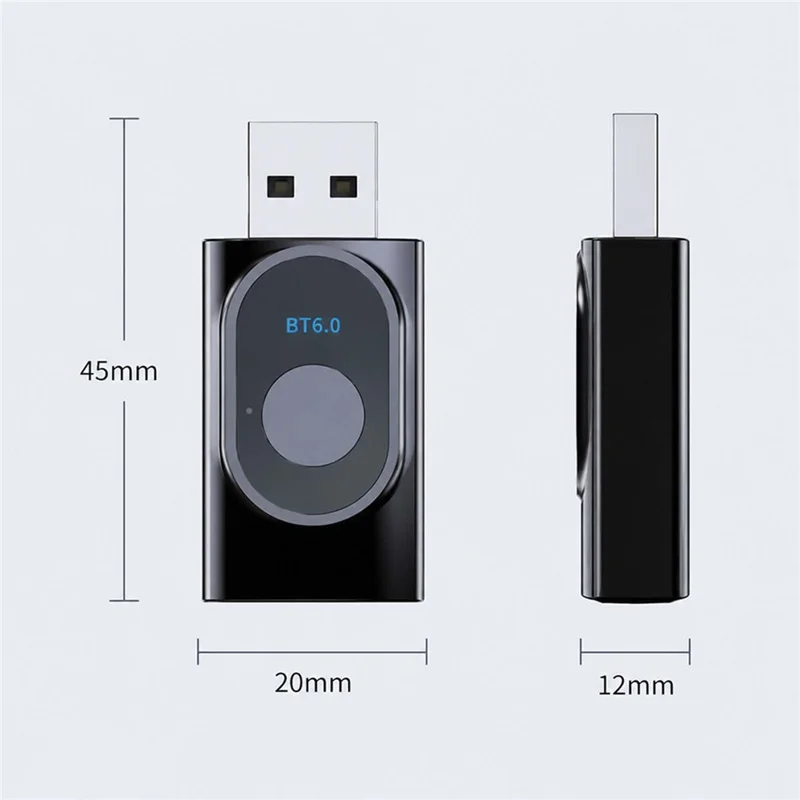 T8 2 in 1 Bluetooth-compatible 6.0 Transmitter Receiver 15m Transmission Range 3.5mm AUX USB Adapter for TV Car Stereo - Black