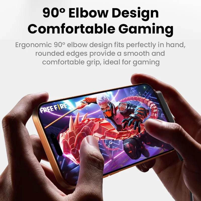 TOOCKI TX125 USB-C Female to USB-C Male Elbow 240W Fast Charging Data Cable with Foldable Stand for Gaming