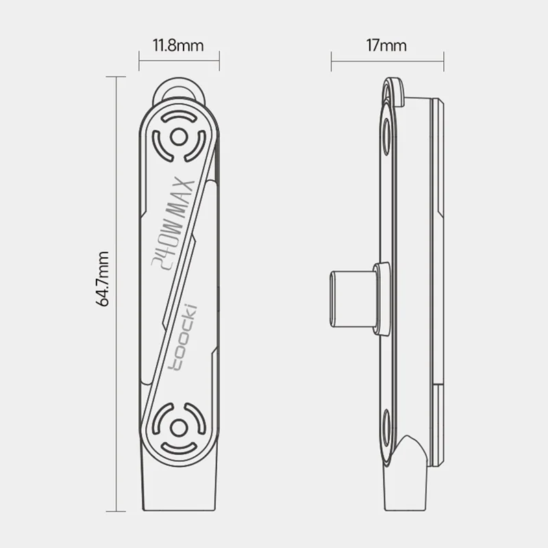 TOOCKI TX125 USB-C Female to USB-C Male Elbow 240W Fast Charging Data Cable with Foldable Stand for Gaming