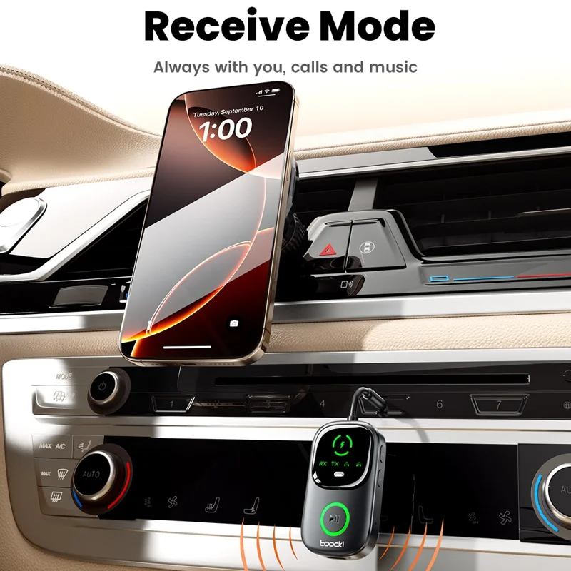 TOOCKI BT05 2 in 1 Bluetooth-compatible Audio Receiver Transmitter 3.5mm V5.4 Dual Mode Audio Adapter for Car TV