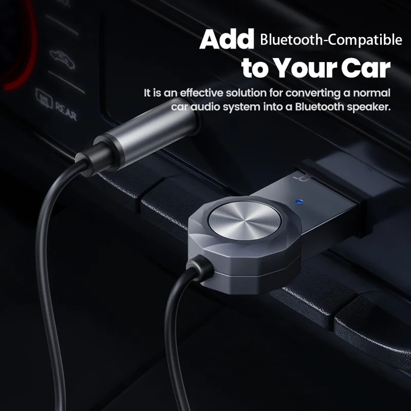 TOOCKI TQ-BT02 Car AUX Bluetooth-compatible Adapter 5.4 3.5mm USB Audio Receiver for Car Speaker