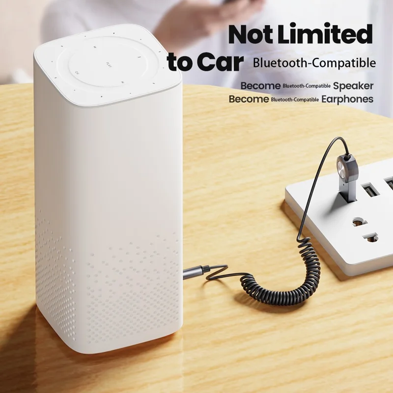 TOOCKI TQ-BT02 Car AUX Bluetooth-compatible Adapter 5.4 3.5mm USB Audio Receiver for Car Speaker