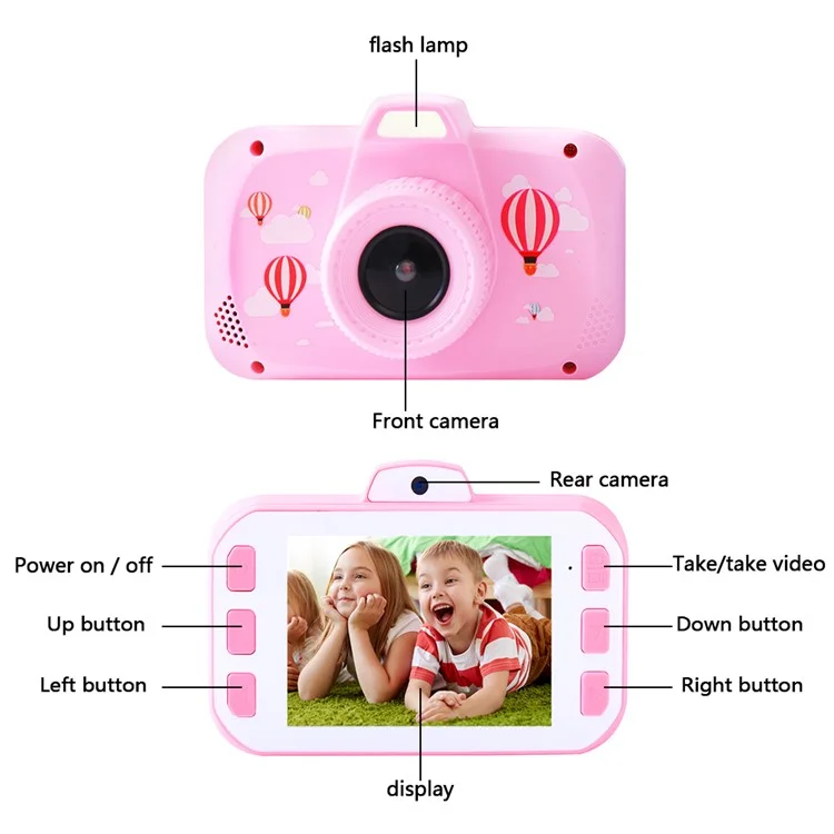 K5 3,5-Zoll-Bildschirm Kinderkamera Kinderspielzeug Bildungsgeschenk für Mädchen und Jungen zum Geburtstag oder Weihnachten - Rosa