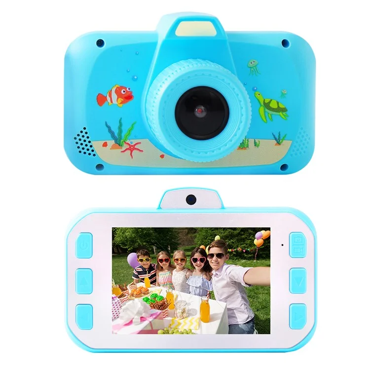 K5 3.5 Pulgadas Pantalla Cámara para Niños Juguete Educativo para Niños Niña Niño Regalo de Cumpleaños Navidad con Cuerda de Transporte - Azul