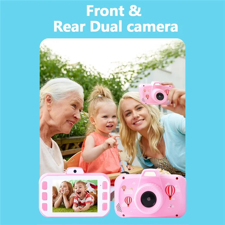 K5 3.5 Pulgadas Pantalla Cámara para Niños Juguete Educativo para Niños Niña Niño Regalo de Cumpleaños Navidad con Cuerda de Transporte - Azul