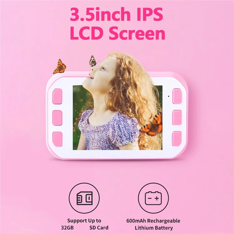 K5 3.5 Pulgadas Pantalla Cámara para Niños Juguete Educativo para Niños Niña Niño Regalo de Cumpleaños Navidad con Cuerda de Transporte - Azul