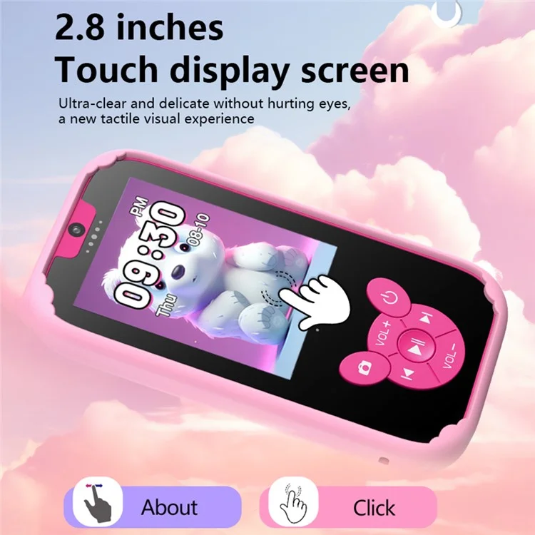 W9 Fotocamera per bambini con design a cartoni animati, schermo da 2,8 pollici, giochi, sveglia, fotocamera HD ricaricabile - Viola