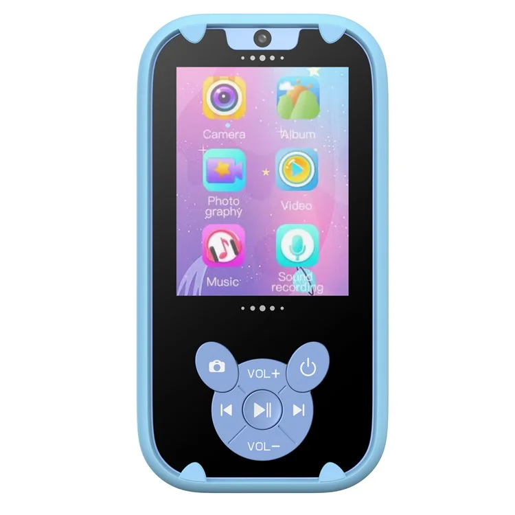 Cámara Juego de diseño de dibujos animados W9 de 2.8 pulgadas Reloj despertador recargable HD Cámara de juguete - Azul