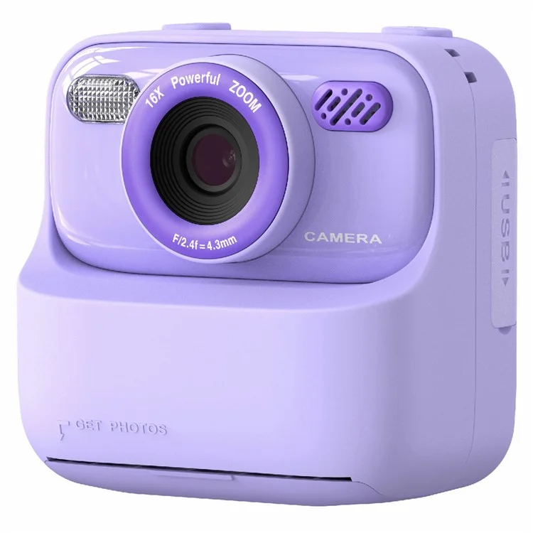 Câmera Digital Fotográfica Instantânea para Crianças P79, Câmera Divertida HD 1080P com Lente Dupla - Roxa