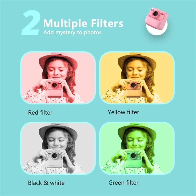 P79 Photo Instant Print Kids Digital Camera Fun Game HD 1080P Dual Lens Camera - White