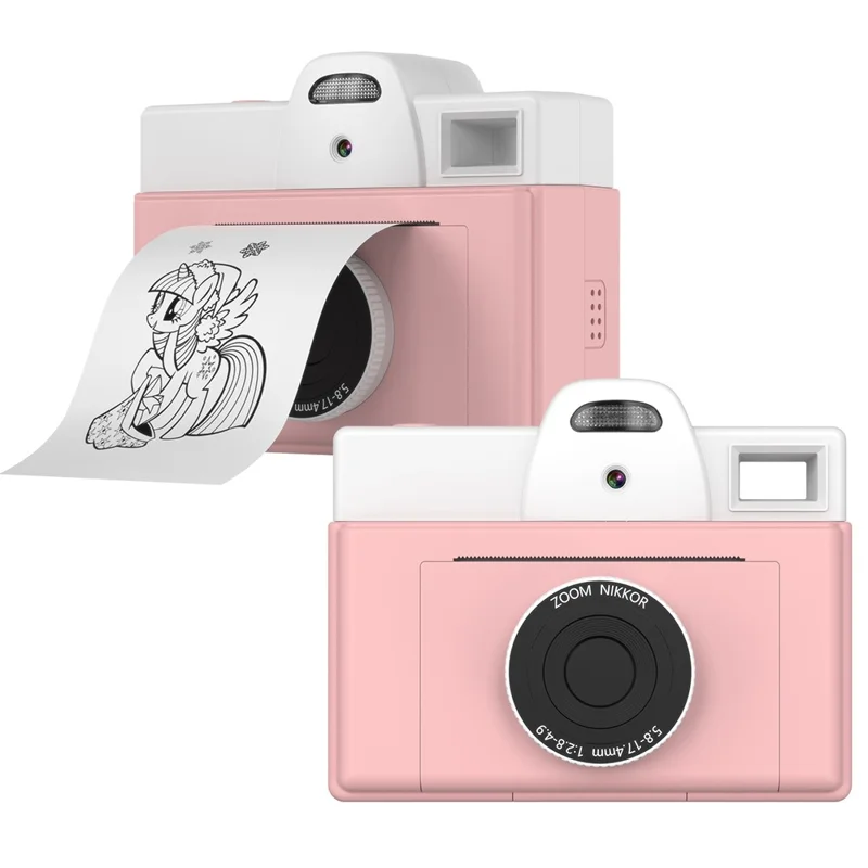 Q8 200 DPI Instant Print Children Digital Camera Mini Inkless Thermal Printer - Pink