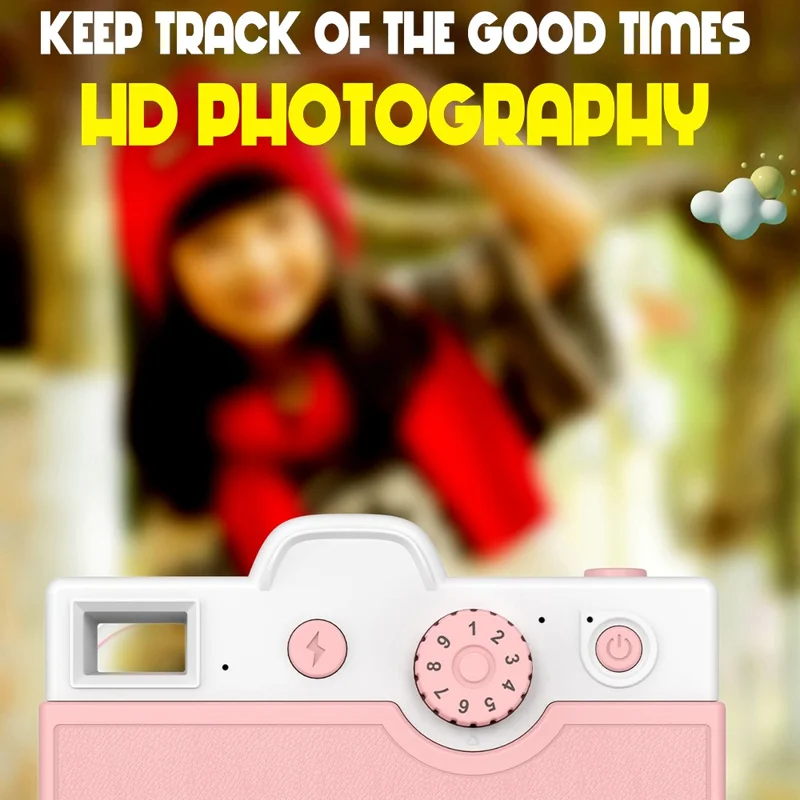 Q8 200 DPI Instant Print Children Digital Camera Mini Inkless Thermal Printer - Pink