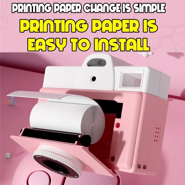 Q8 200 DPI Instant Print Children Digital Camera Mini Inkless Thermal Printer - Pink