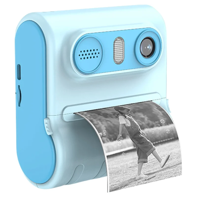 LK001 Kid's Toy Camera Thermal Inkless Photo Printer Mini Printing Device - Blue