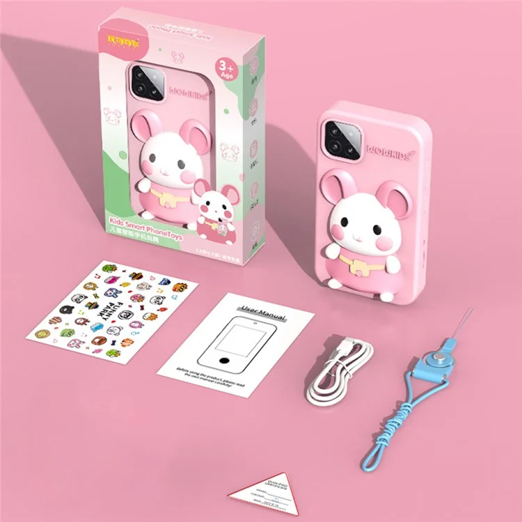 P1 Plus Toddler Early Education Kids Phone Toy Dual-Lens Camera (Without Storage Card) - Pink