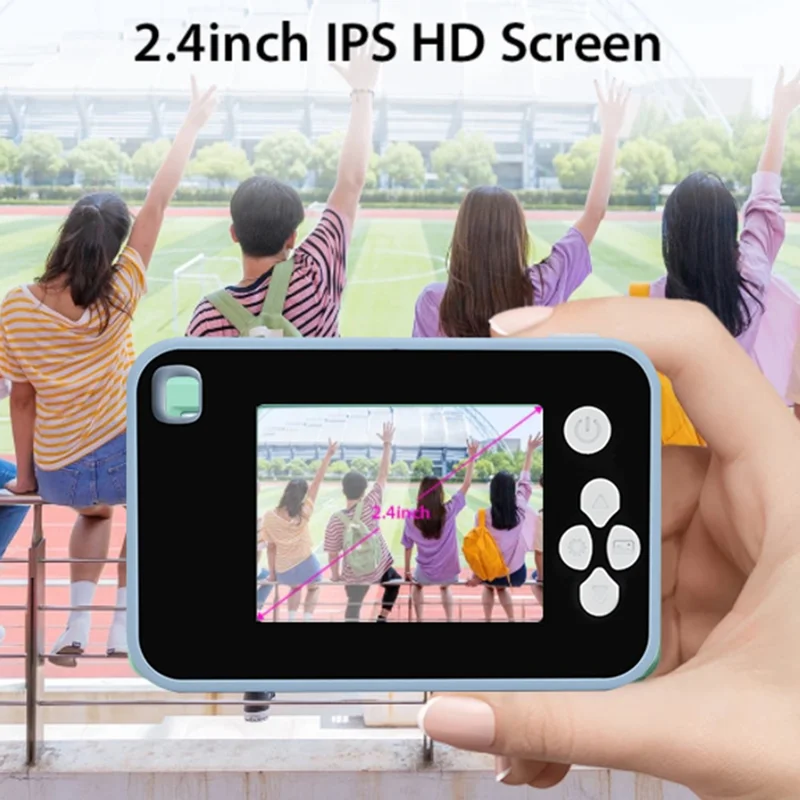 AC10 HD Dual Lens 2.4 Inch IPS Screen Kids Camera with Tripod, No Memory Card - Purple
