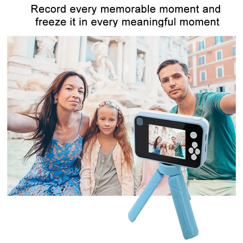 AC10 HD Dual Lens 2.4 Inch IPS Screen Kids Camera with Tripod, No Memory Card - Purple