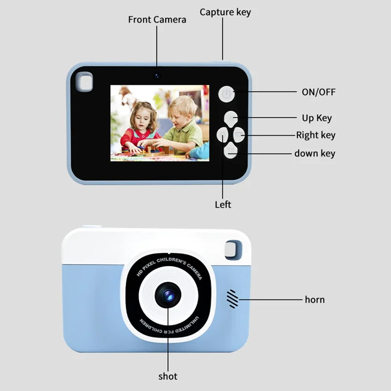 AC10 HD Dual Lens 2.4 Inch IPS Screen Kids Camera with Tripod, No Memory Card - Purple