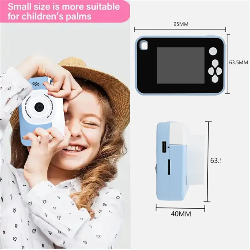 AC10 HD Dual Lens 2.4 Inch IPS Screen Kids Camera with Tripod, No Memory Card - Pink